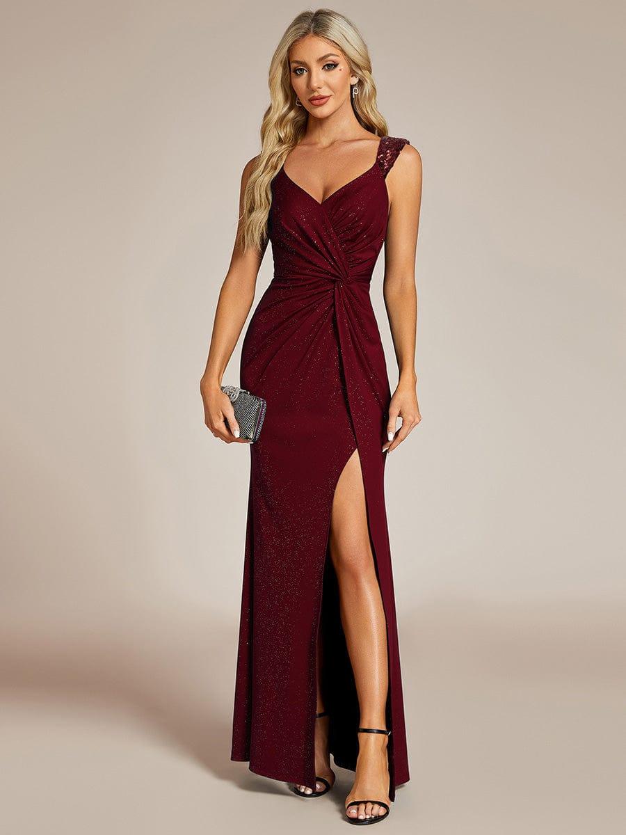 Beautiful V-Neck Mermaid V-Neck Sleeveless Evening Dress with Slit