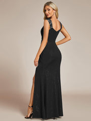 Beautiful V-Neck Mermaid V-Neck Sleeveless Evening Dress with Slit