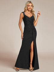 Beautiful V-Neck Mermaid V-Neck Sleeveless Evening Dress with Slit