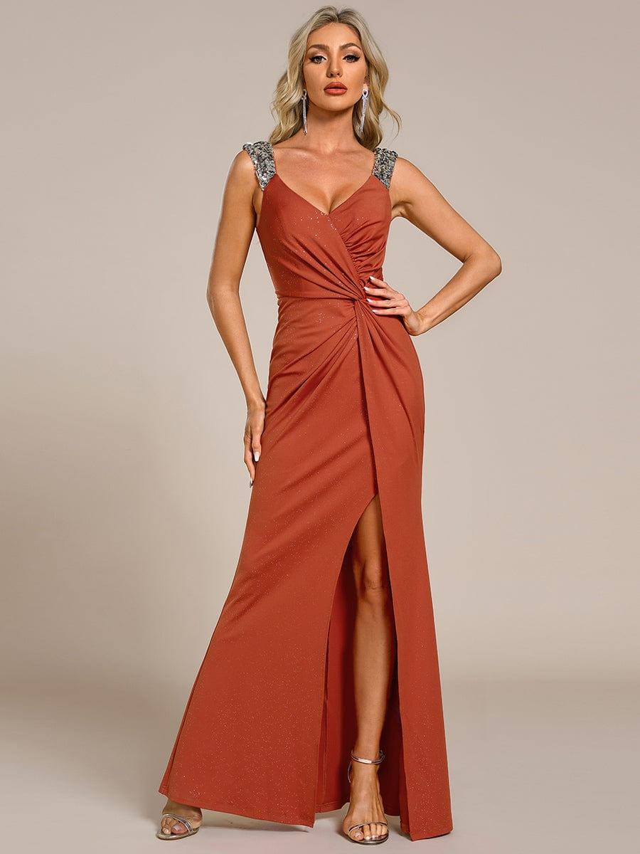 Beautiful V-Neck Mermaid V-Neck Sleeveless Evening Dress with Slit