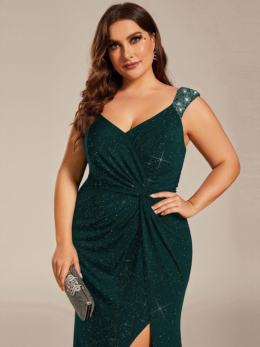 Beautiful V-Neck Mermaid V-Neck Sleeveless Evening Dress with Slit