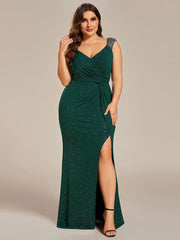 Beautiful V-Neck Mermaid V-Neck Sleeveless Evening Dress with Slit