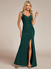 Beautiful V-Neck Mermaid V-Neck Sleeveless Evening Dress with Slit