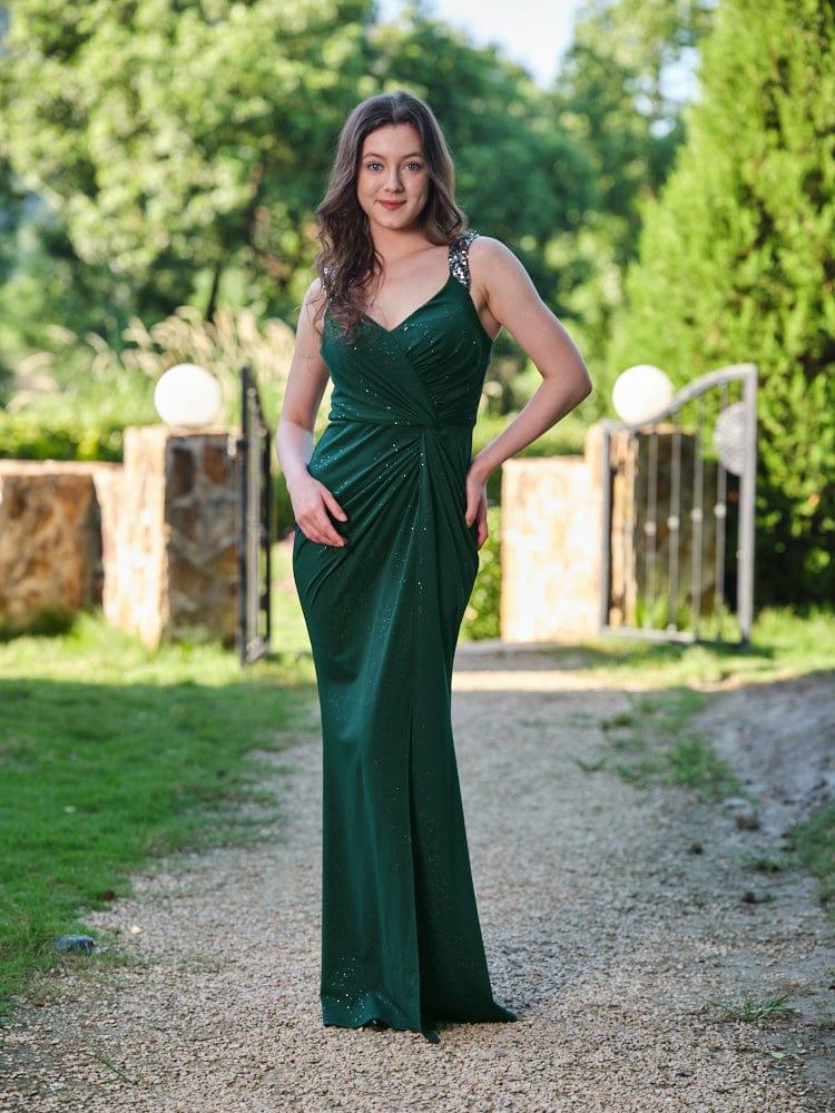 Beautiful V-Neck Mermaid V-Neck Sleeveless Evening Dress with Slit