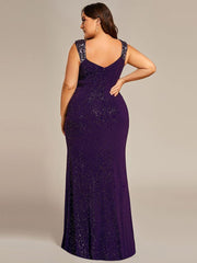 Beautiful V-Neck Mermaid V-Neck Sleeveless Evening Dress with Slit