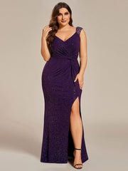 Beautiful V-Neck Mermaid V-Neck Sleeveless Evening Dress with Slit