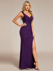 Beautiful V-Neck Mermaid V-Neck Sleeveless Evening Dress with Slit