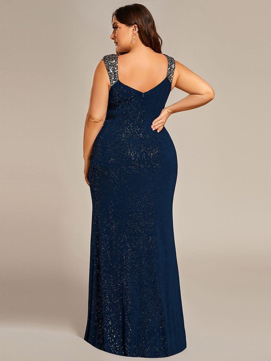 Beautiful V-Neck Mermaid V-Neck Sleeveless Evening Dress with Slit
