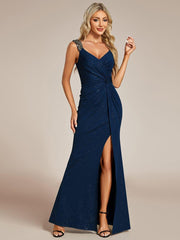 Beautiful V-Neck Mermaid V-Neck Sleeveless Evening Dress with Slit
