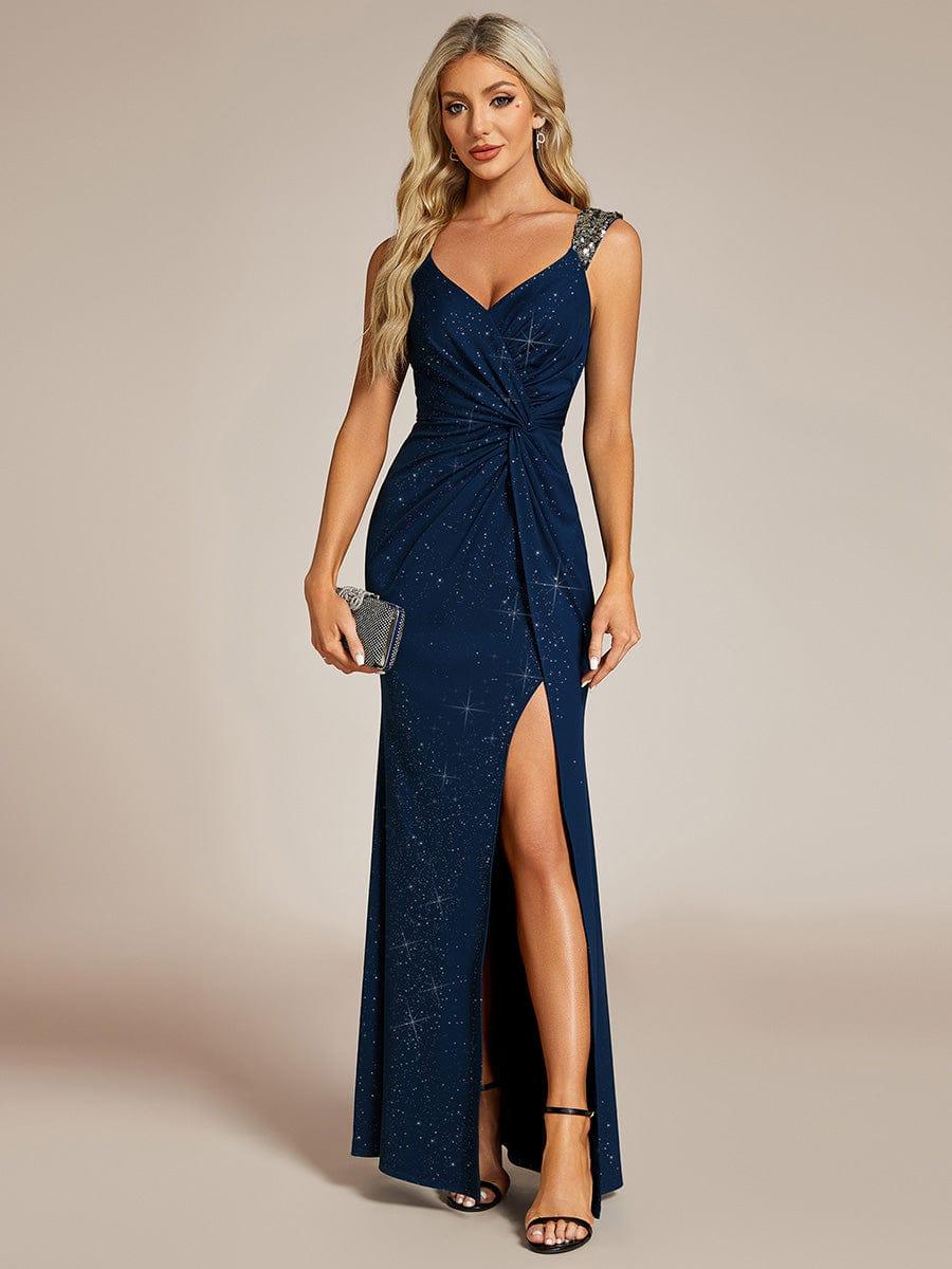 Beautiful V-Neck Mermaid V-Neck Sleeveless Evening Dress with Slit
