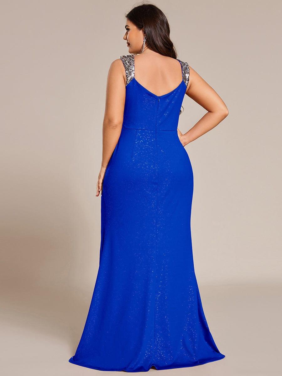 Beautiful V-Neck Mermaid V-Neck Sleeveless Evening Dress with Slit