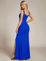 Beautiful V-Neck Mermaid V-Neck Sleeveless Evening Dress with Slit