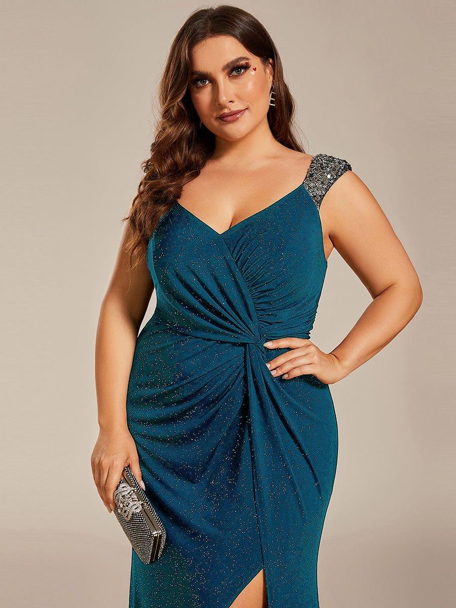 Beautiful V-Neck Mermaid V-Neck Sleeveless Evening Dress with Slit
