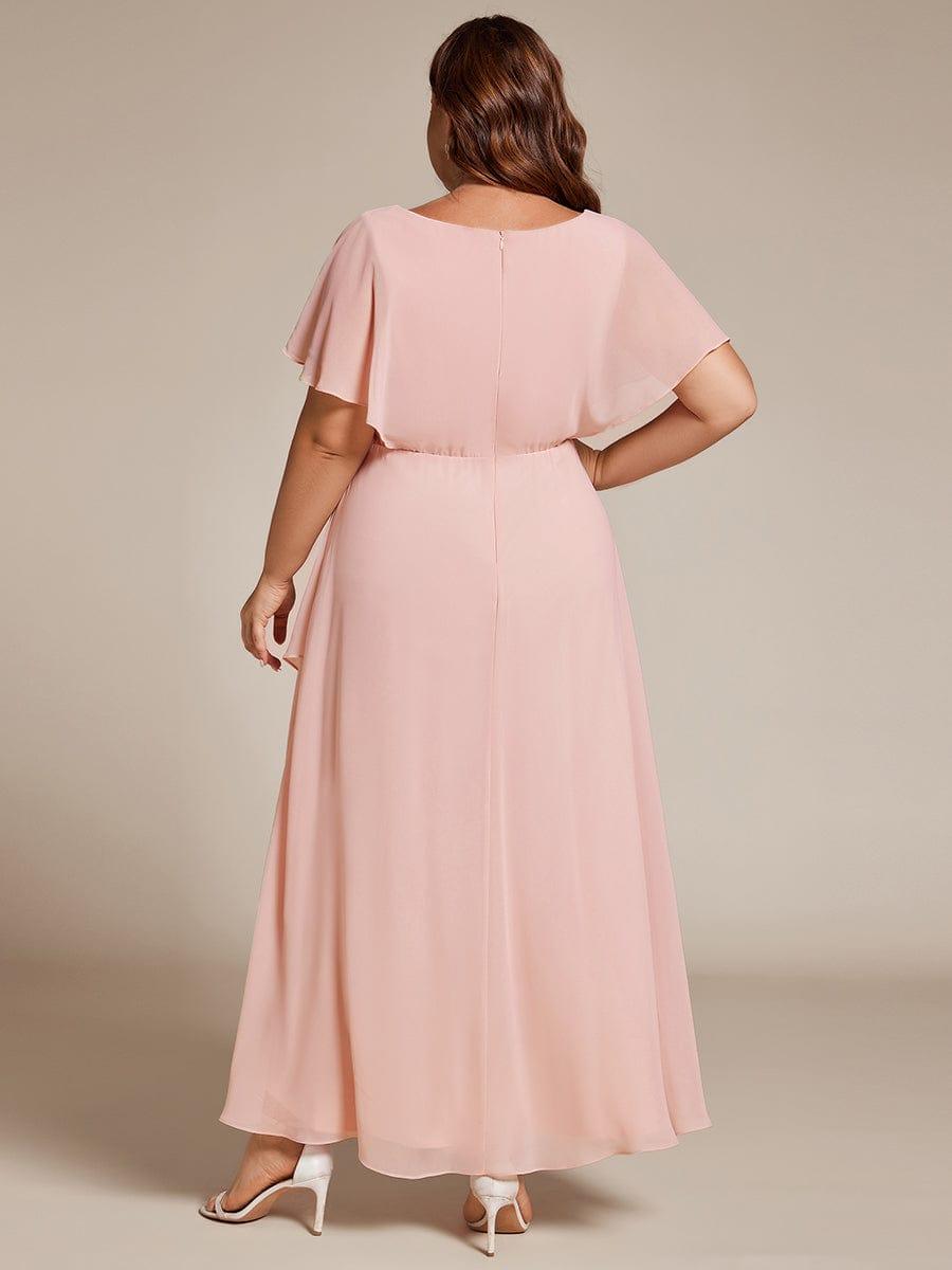 Exquisite Short Sleeves A-Line V-Neck Formal Dress with Appliques