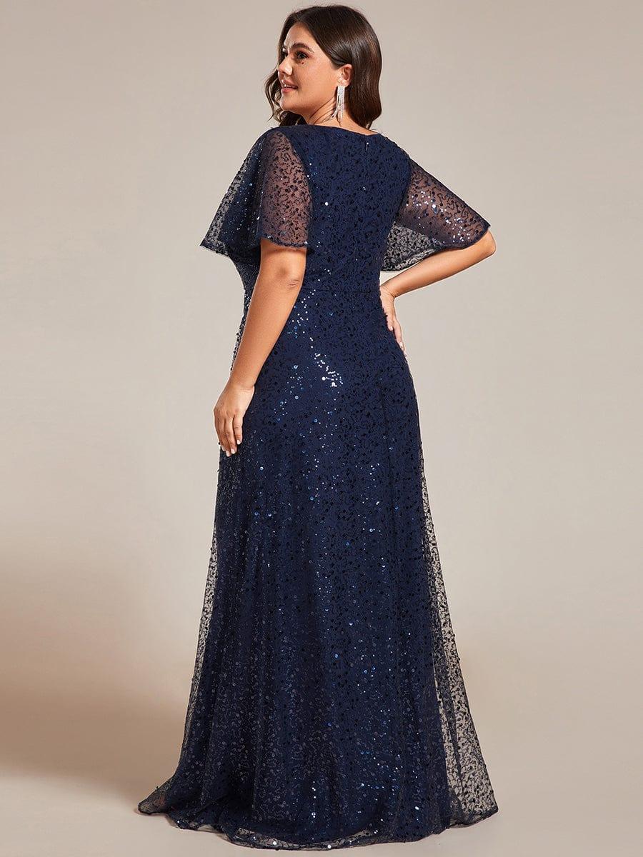 Enchanting Plus Size A-Line Floor-Length Sequin Formal Evening Dress