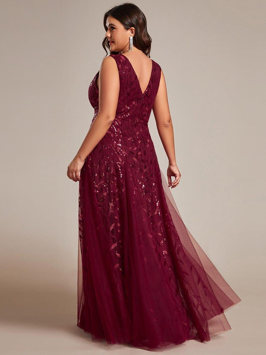 Classic Plus Size Seuqin V-Neck A-Line Formal Evening Dress