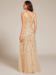 Classic Plus Size Seuqin V-Neck A-Line Formal Evening Dress
