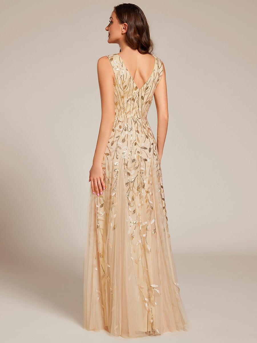 Classic Plus Size Seuqin V-Neck A-Line Formal Evening Dress