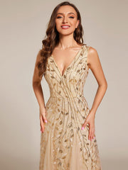 Classic Plus Size Seuqin V-Neck A-Line Formal Evening Dress