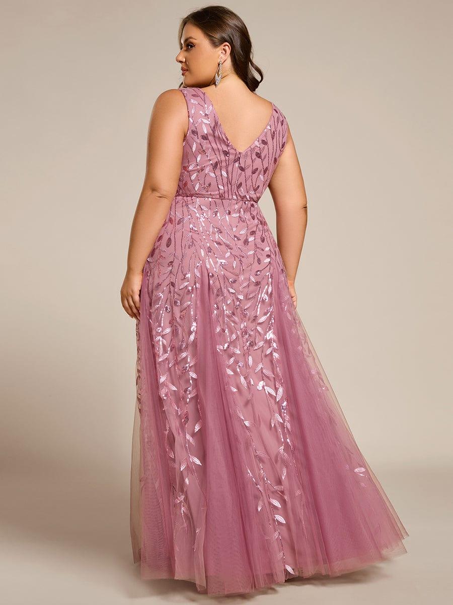 Classic Plus Size Seuqin V-Neck A-Line Formal Evening Dress