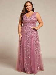 Classic Plus Size Seuqin V-Neck A-Line Formal Evening Dress
