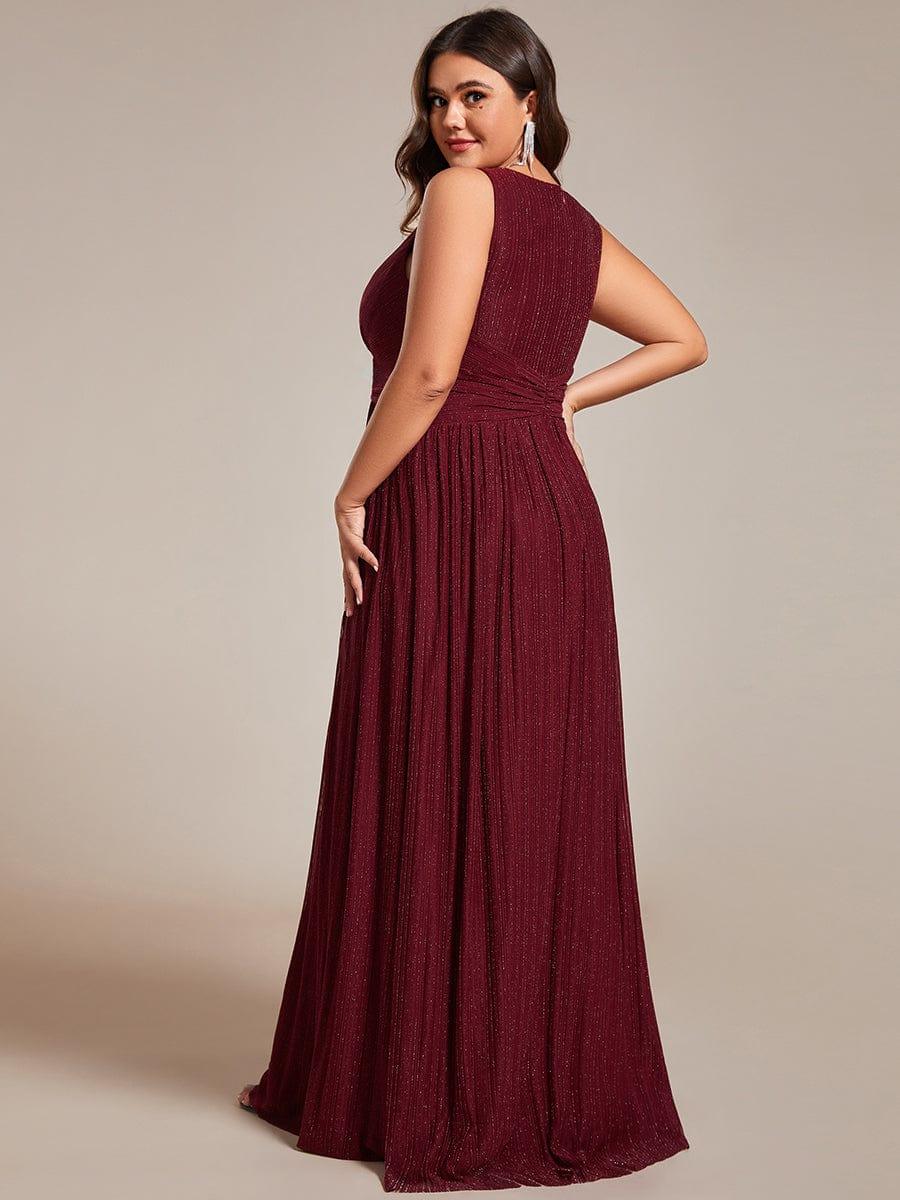 Shiny Empire Waist Sleeveless V-Neck A-Line Formal Evening Dress