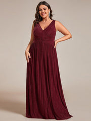 Shiny Empire Waist Sleeveless V-Neck A-Line Formal Evening Dress
