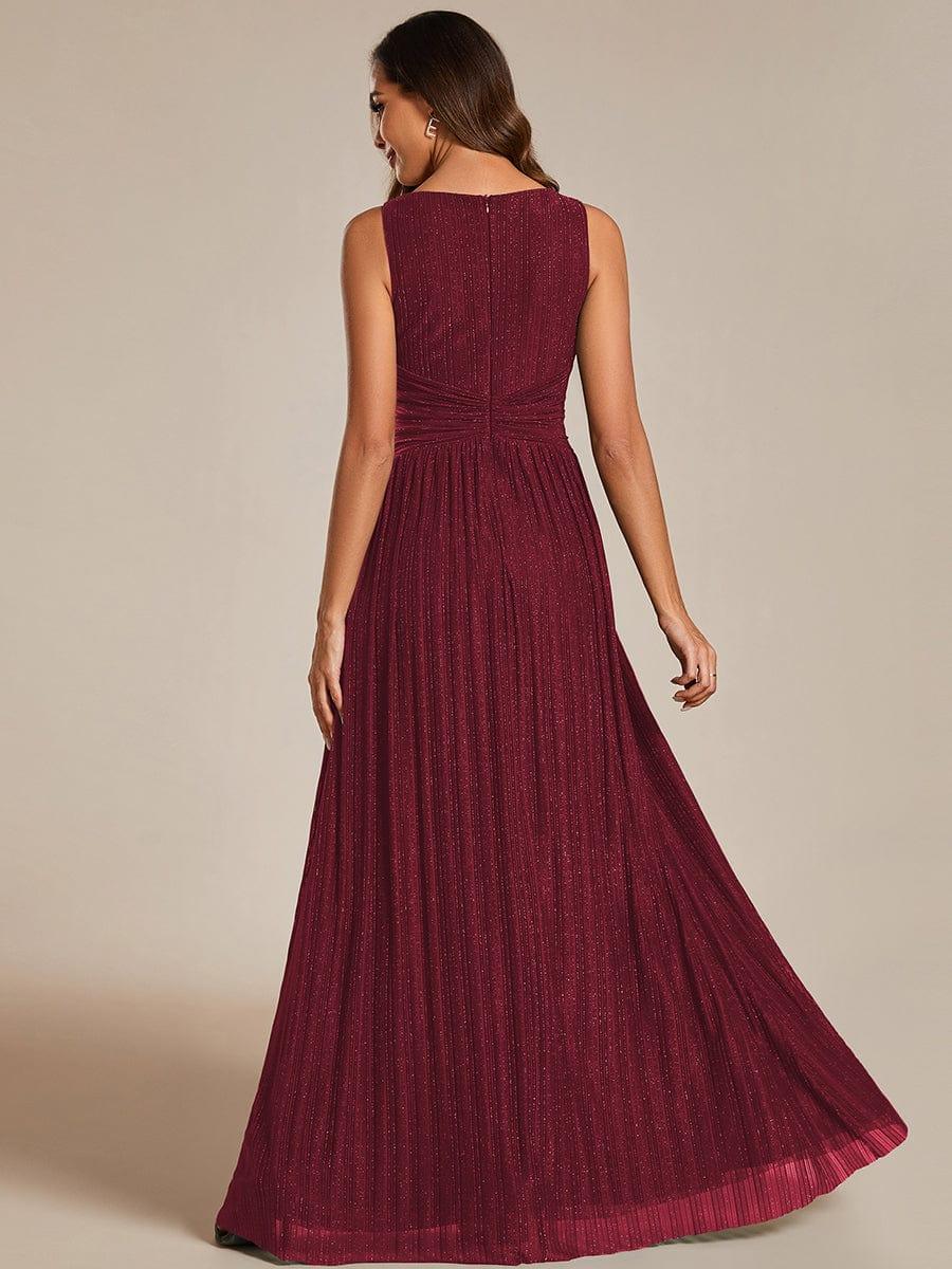 Shiny Empire Waist Sleeveless V-Neck A-Line Formal Evening Dress