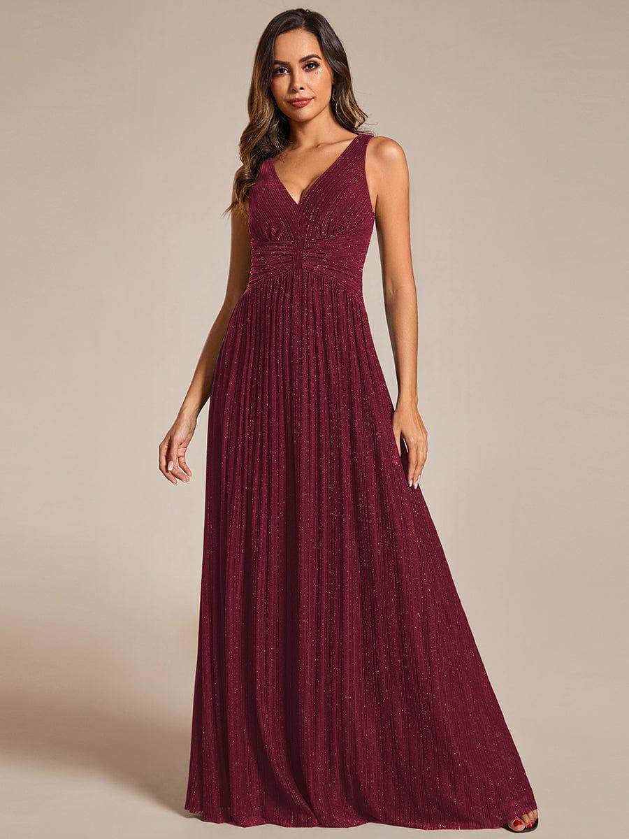 Shiny Empire Waist Sleeveless V-Neck A-Line Formal Evening Dress