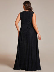 Shiny Empire Waist Sleeveless V-Neck A-Line Formal Evening Dress