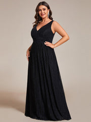 Beautiful Plus Size Sleeveless V-Neck A-Line Formal Evening Dress