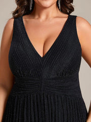 Shiny Empire Waist Sleeveless V-Neck A-Line Formal Evening Dress