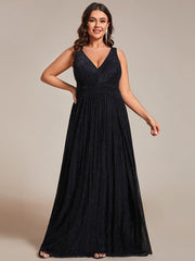 Shiny Empire Waist Sleeveless V-Neck A-Line Formal Evening Dress