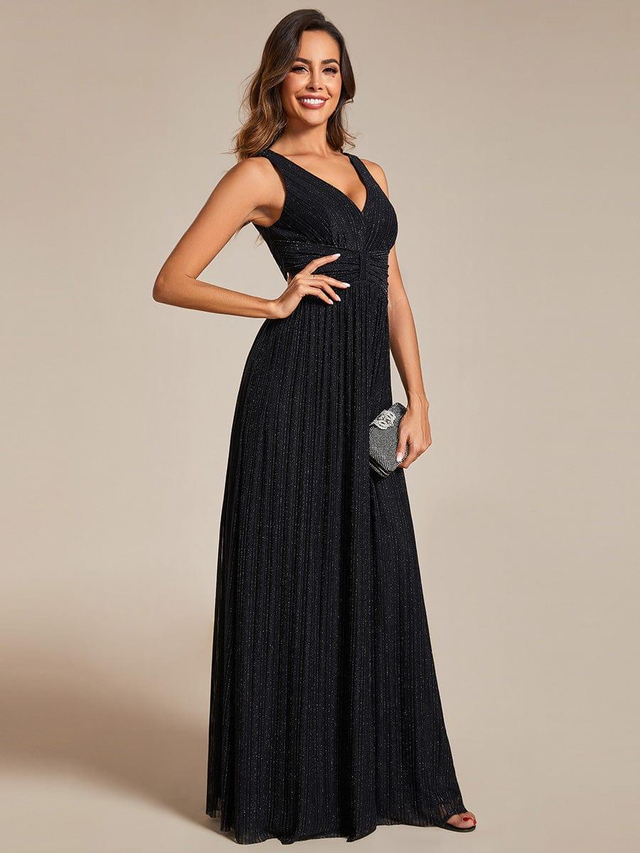 Shiny Empire Waist Sleeveless V-Neck A-Line Formal Evening Dress