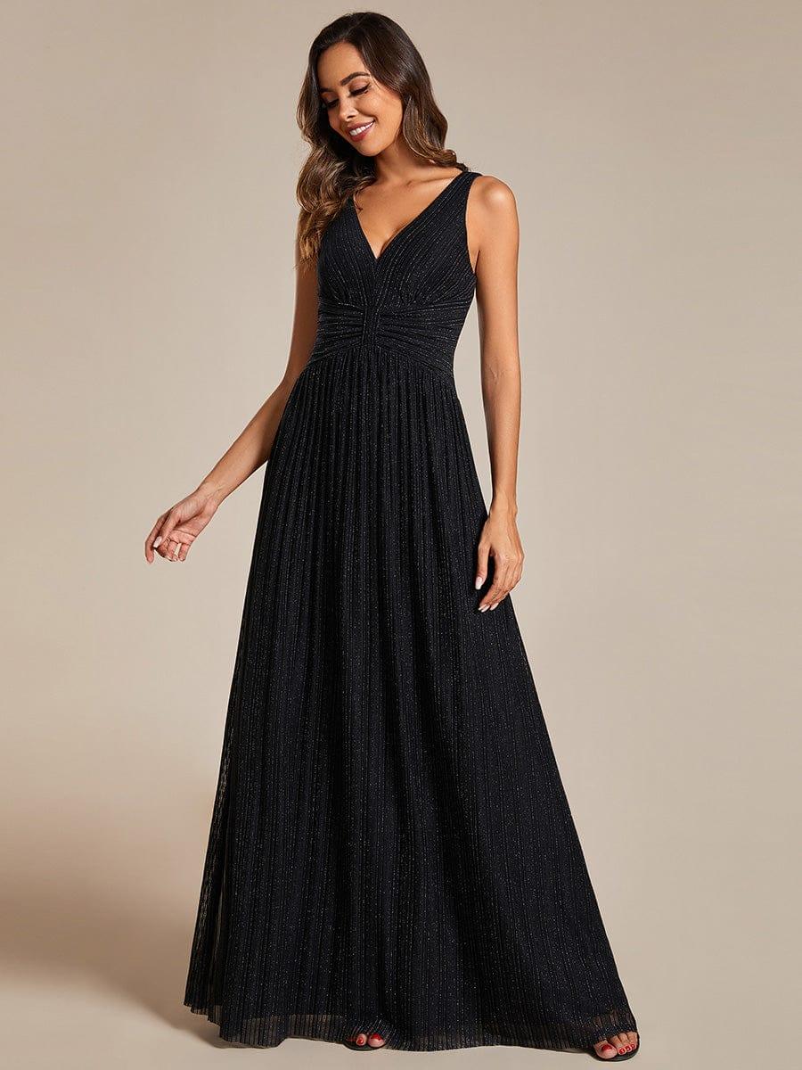 Shiny Empire Waist Sleeveless V-Neck A-Line Formal Evening Dress