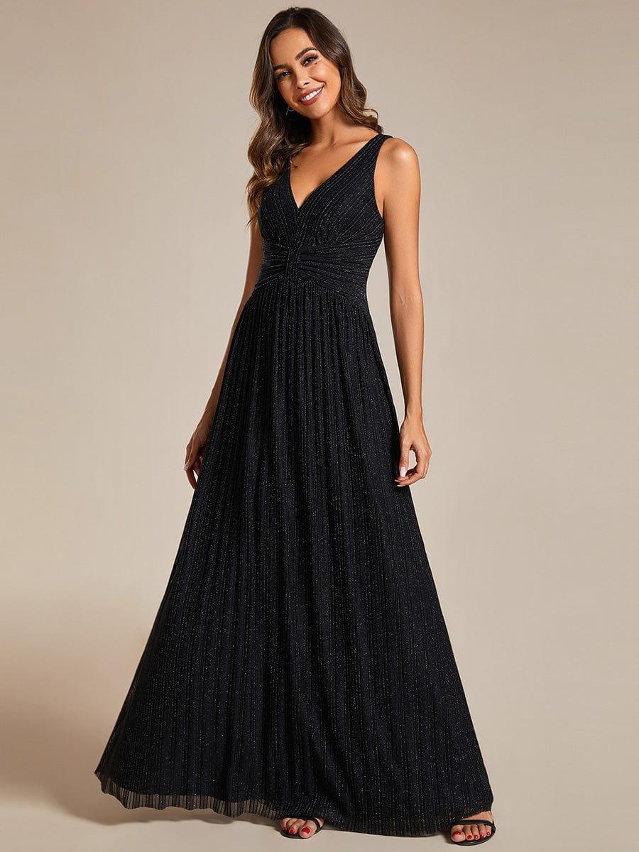 Shiny Empire Waist Sleeveless V-Neck A-Line Formal Evening Dress