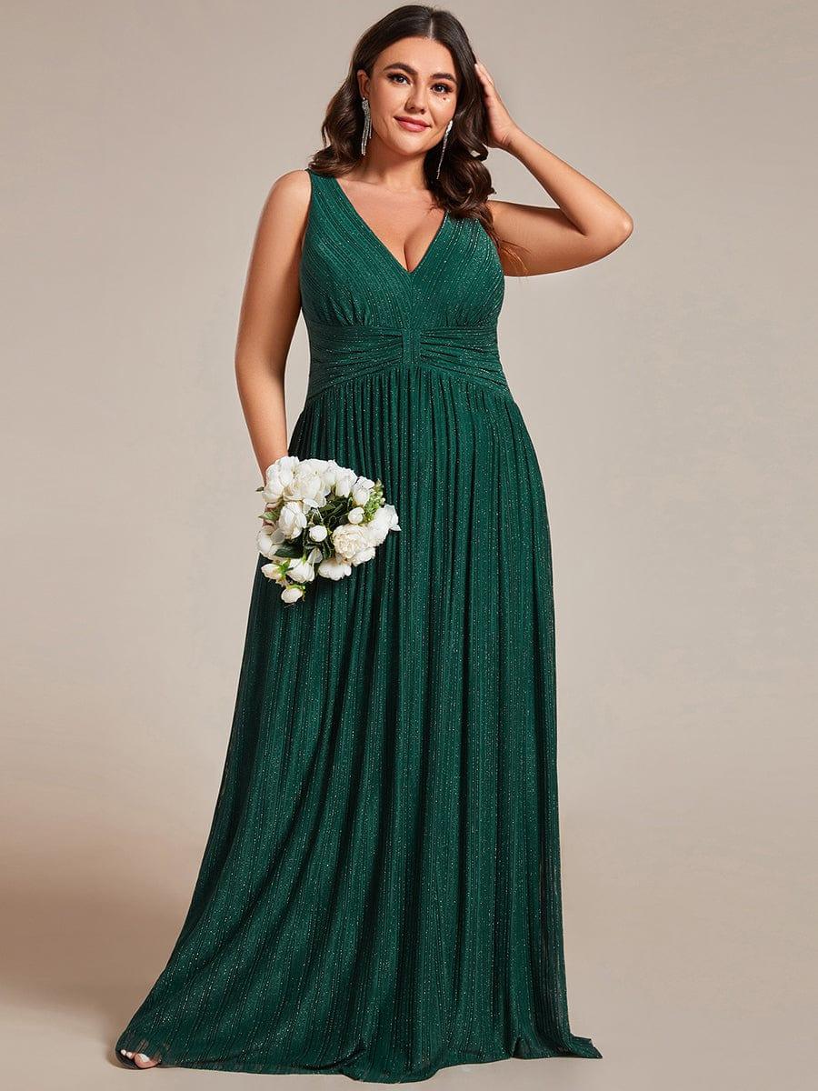 Beautiful Plus Size Sleeveless V-Neck A-Line Formal Evening Dress