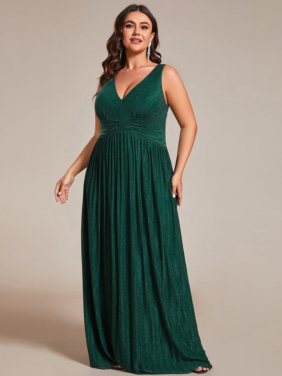 Beautiful Plus Size Sleeveless V-Neck A-Line Formal Evening Dress