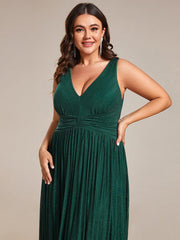 Shiny Empire Waist Sleeveless V-Neck A-Line Formal Evening Dress