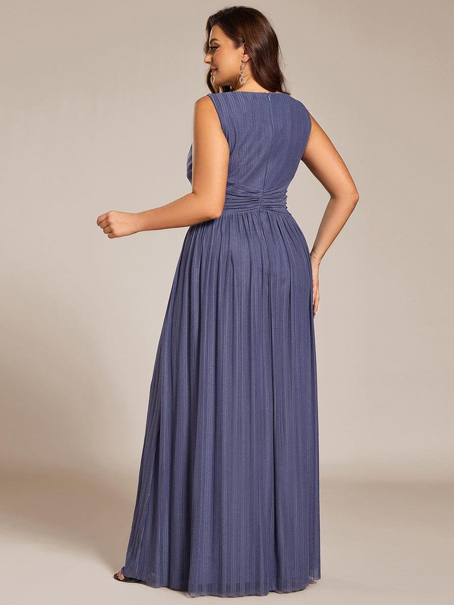 Shiny Empire Waist Sleeveless V-Neck A-Line Formal Evening Dress