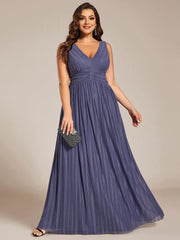Shiny Empire Waist Sleeveless V-Neck A-Line Formal Evening Dress