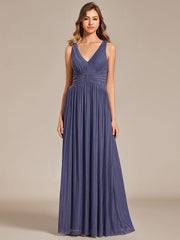 Shiny Empire Waist Sleeveless V-Neck A-Line Formal Evening Dress