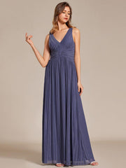 Shiny Empire Waist Sleeveless V-Neck A-Line Formal Evening Dress