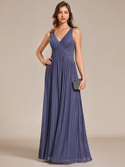 Shiny Empire Waist Sleeveless V-Neck A-Line Formal Evening Dress