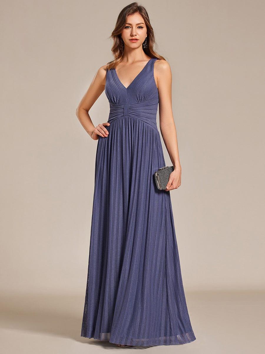 Shiny Empire Waist Sleeveless V-Neck A-Line Formal Evening Dress