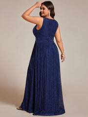 Shiny Empire Waist Sleeveless V-Neck A-Line Formal Evening Dress