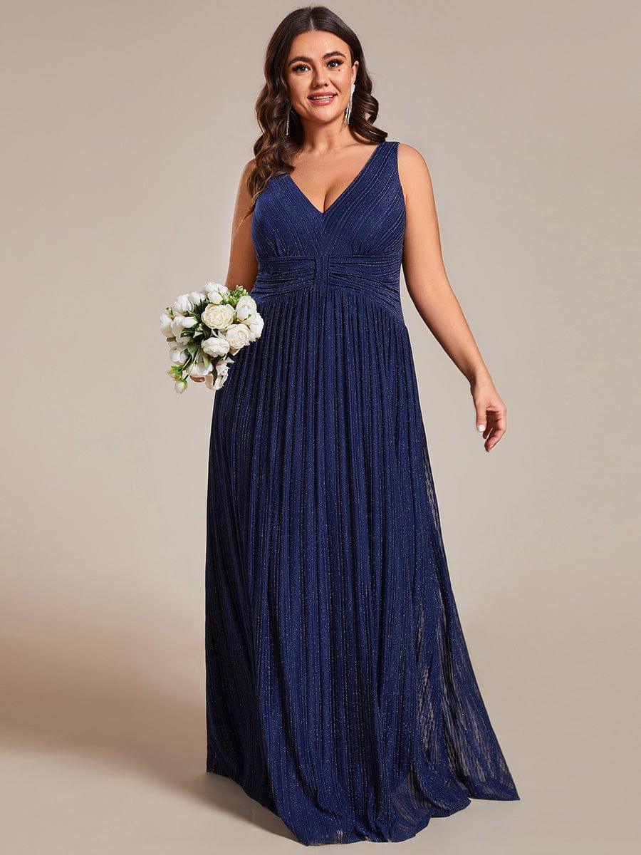 Beautiful Plus Size Sleeveless V-Neck A-Line Formal Evening Dress
