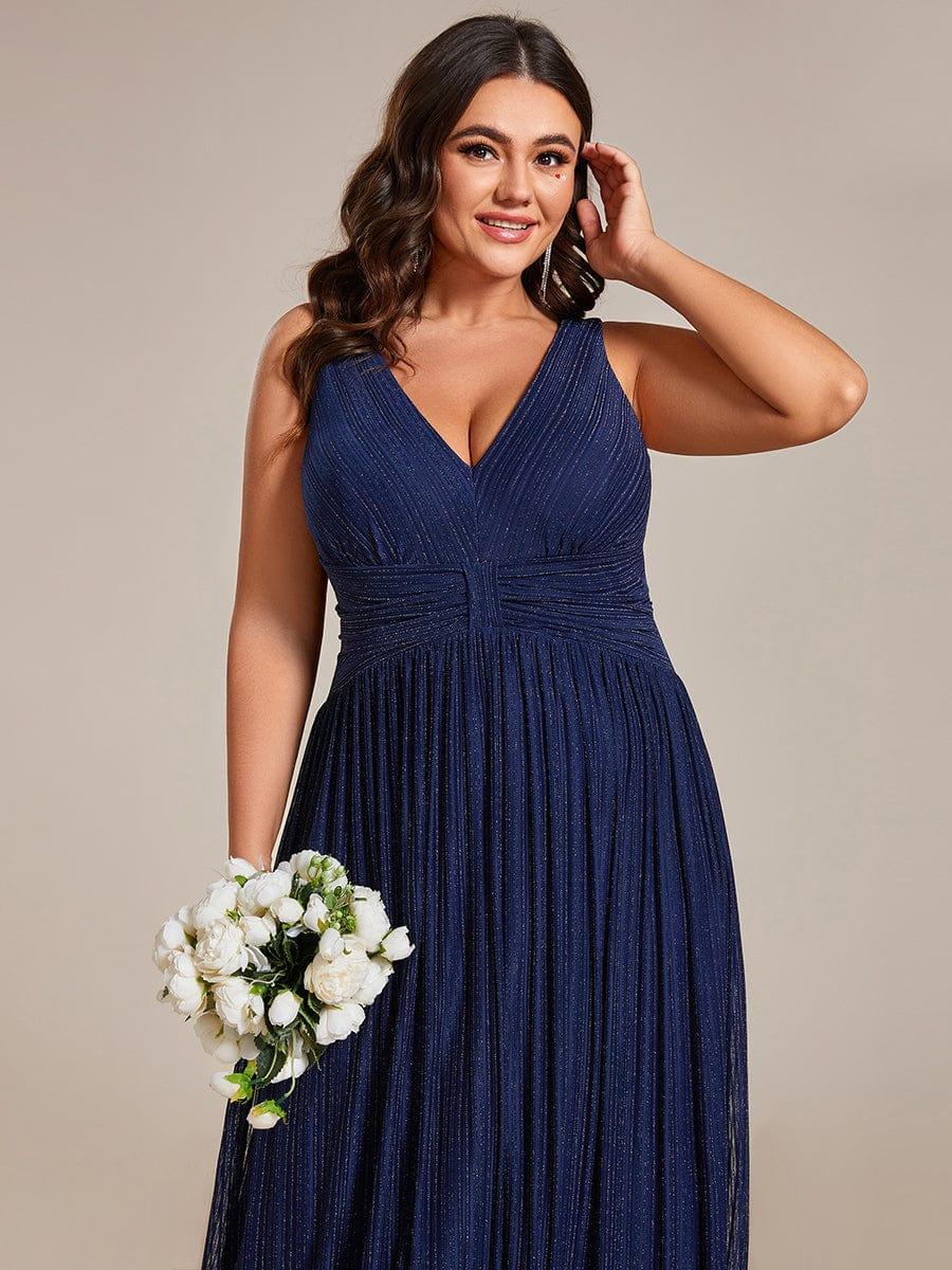 Shiny Empire Waist Sleeveless V-Neck A-Line Formal Evening Dress