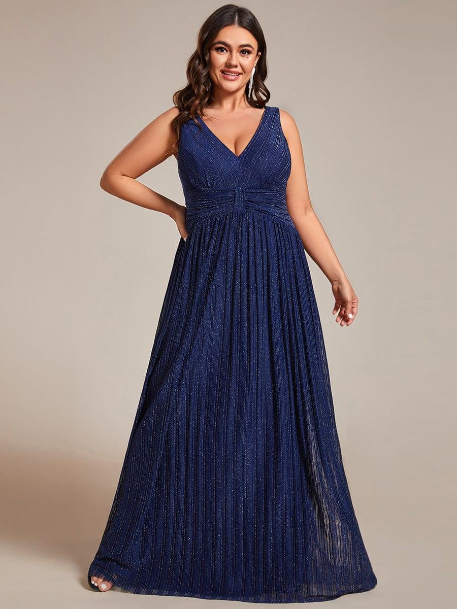 Beautiful Plus Size Sleeveless V-Neck A-Line Formal Evening Dress