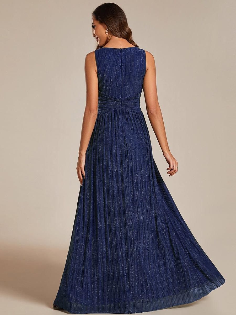 Shiny Empire Waist Sleeveless V-Neck A-Line Formal Evening Dress